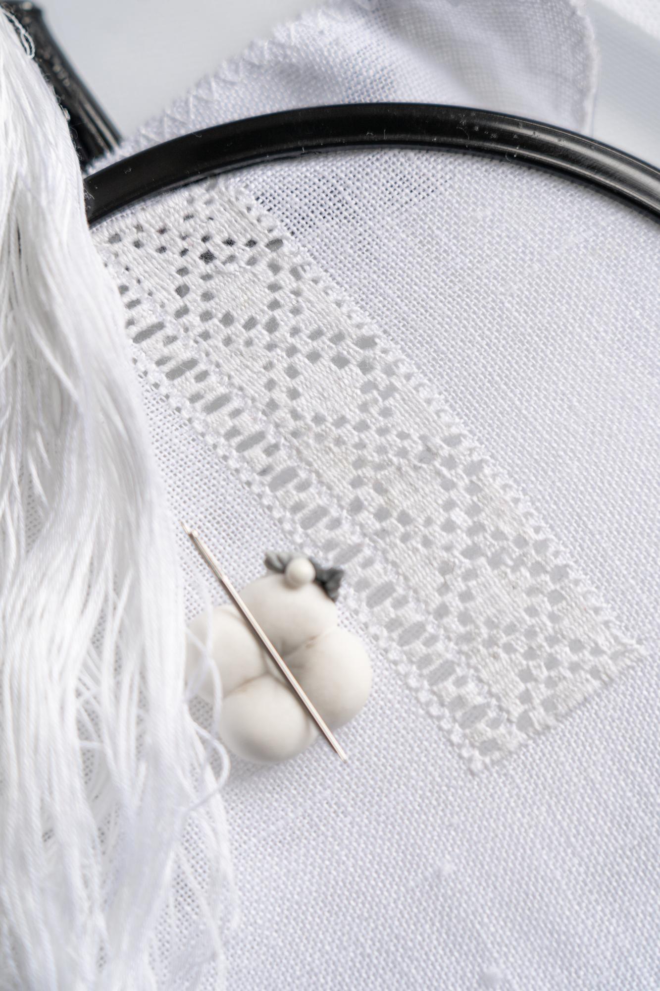 Close-up of satin stitch details